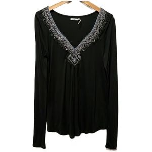 Kimchi Blue Long Sleeve Beaded/Sequined Top Large